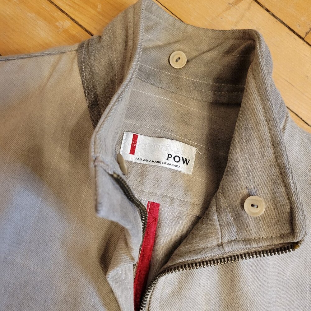 POW Andy The-Anh‎ - Made in Canada Gray Linen Moto Jacket Size 6 - Picture 2 of 7